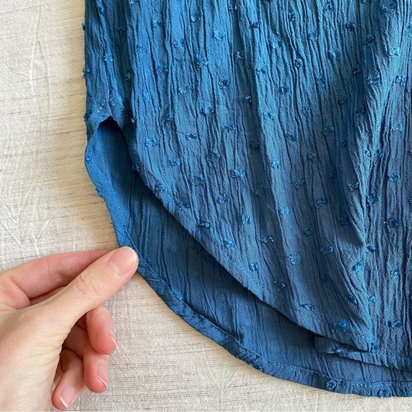 LOFT Blue Clip Dot Long Sleeve Blouse Lightweight Small Work Casual Madewell - Picture 7 of 11